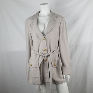 ST JOHN NWT Retail $1495 Gray Knit Long Cardigan J